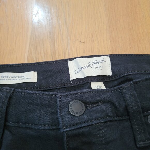 Universal Thread Jeans Mid Rise Curvy Skinny Black Denim Stretch Womens 10 30R - Picture 6 of 12